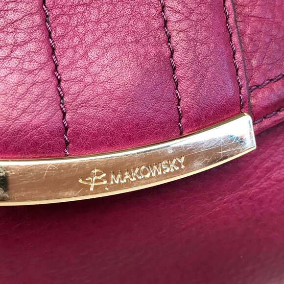 B MAKOWSKI Large Leather Hobo Shoulder Bag Purse Pink Copper Designer Pockets - Picture 11 of 16